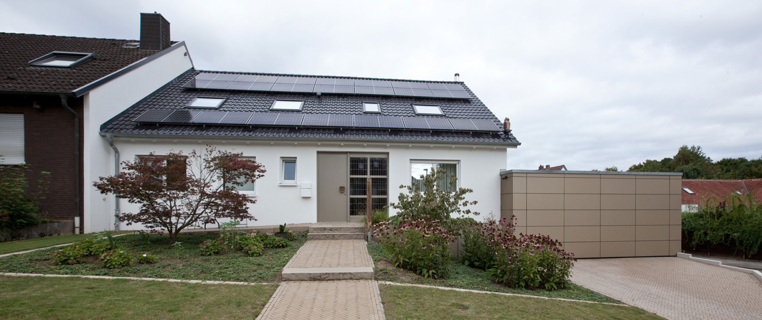 Blick auf das Haus von vorne