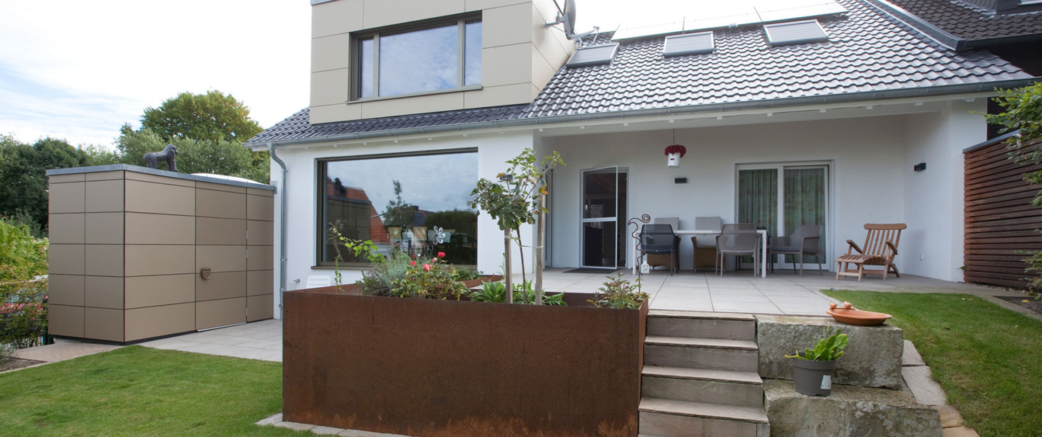 Blick auf die Rückseite des Hauses